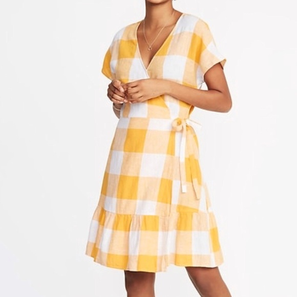 old navy yellow gingham dress